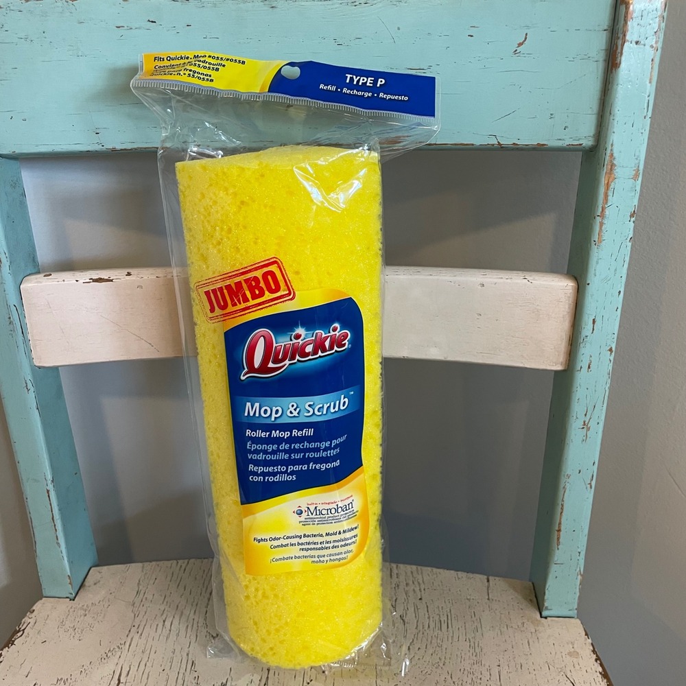 Quickie Mop & Scrub Roller Mop Refill Type P Jumbo Yellow Sponge Microban 0553MB